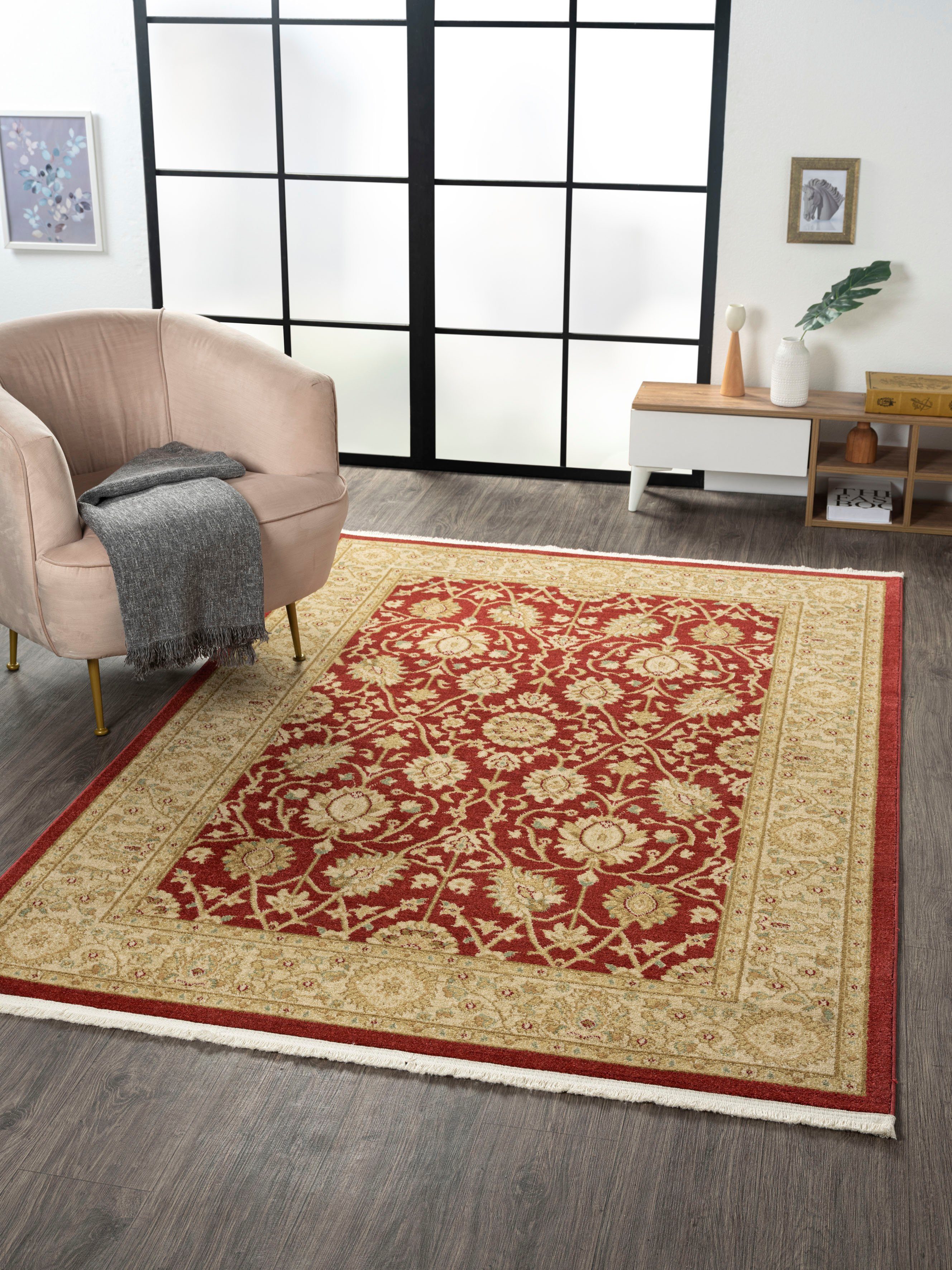 Myflair Möbel & Accessoires Teppich Maryam 1, LAGERRÄUMUNG!, rechteckig, Höhe: 7,5 mm, Kurzflor, Orient Optik, edler Glanz, mit Fransen, besonders weich