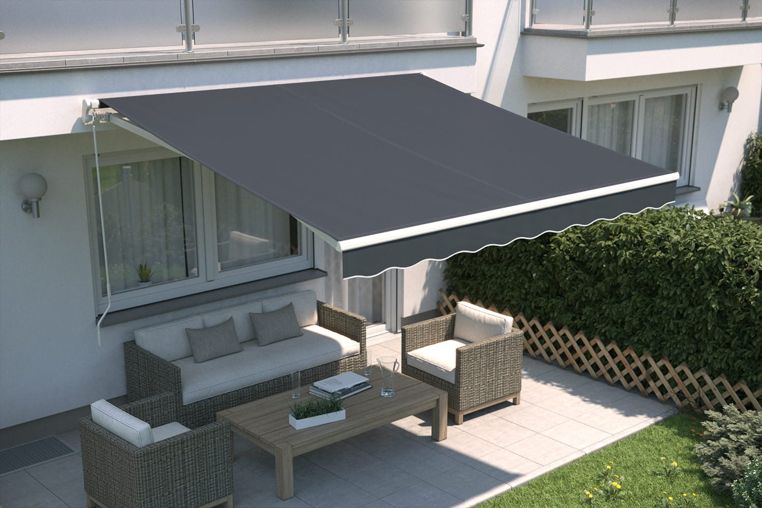 empasa Gelenkarmmarkise "START" manuelle Markise für Balkon, Aluminium-Gestell in weiß