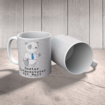 Mr. & Mrs. Panda Tasse Panda Bester Vorgesetzter der Welt - Grau Pastell - Geschenk, Arbeitg, Keramik