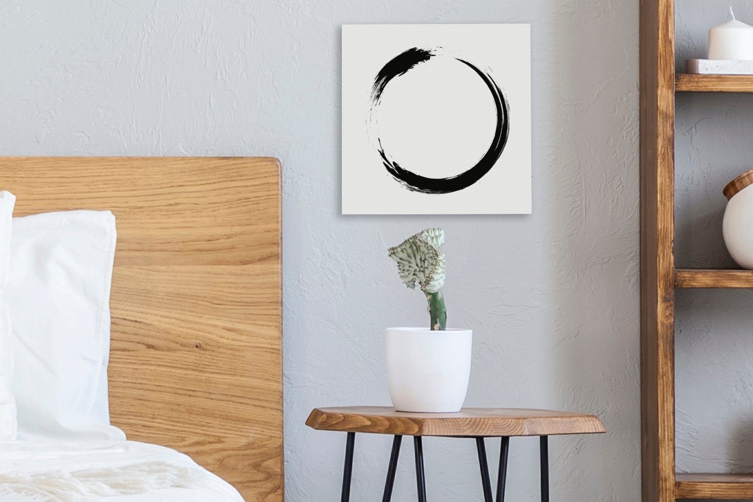 OneMillionCanvasses® St), des Eine Ensō-Zeichens, Leinwandbild Illustration Leinwand Bilder schwarz-weiße (1 Schlafzimmer für Wohnzimmer