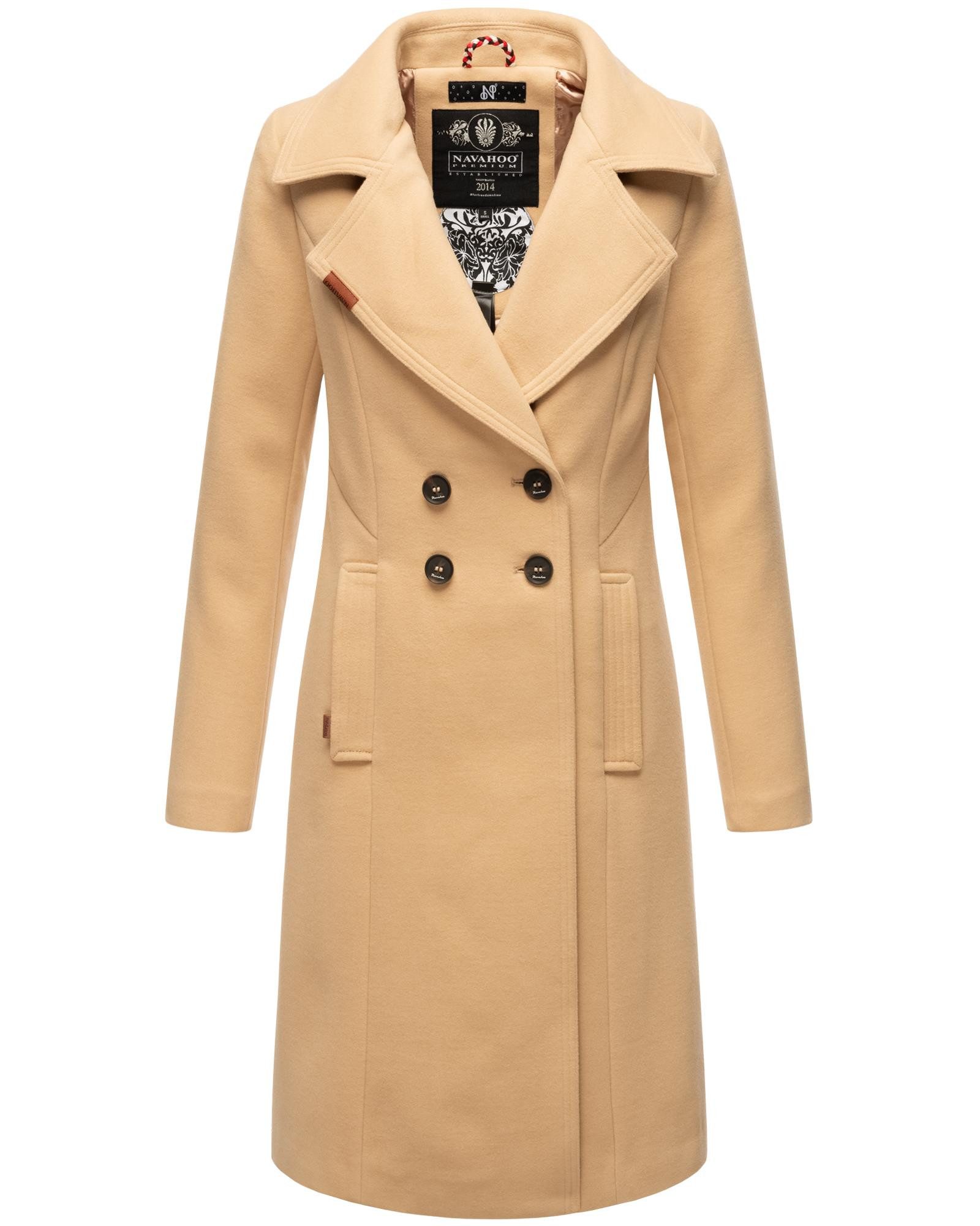 Navahoo Wintermantel Wooly edler Damen Trenchcoat in Wollmantel-Optik