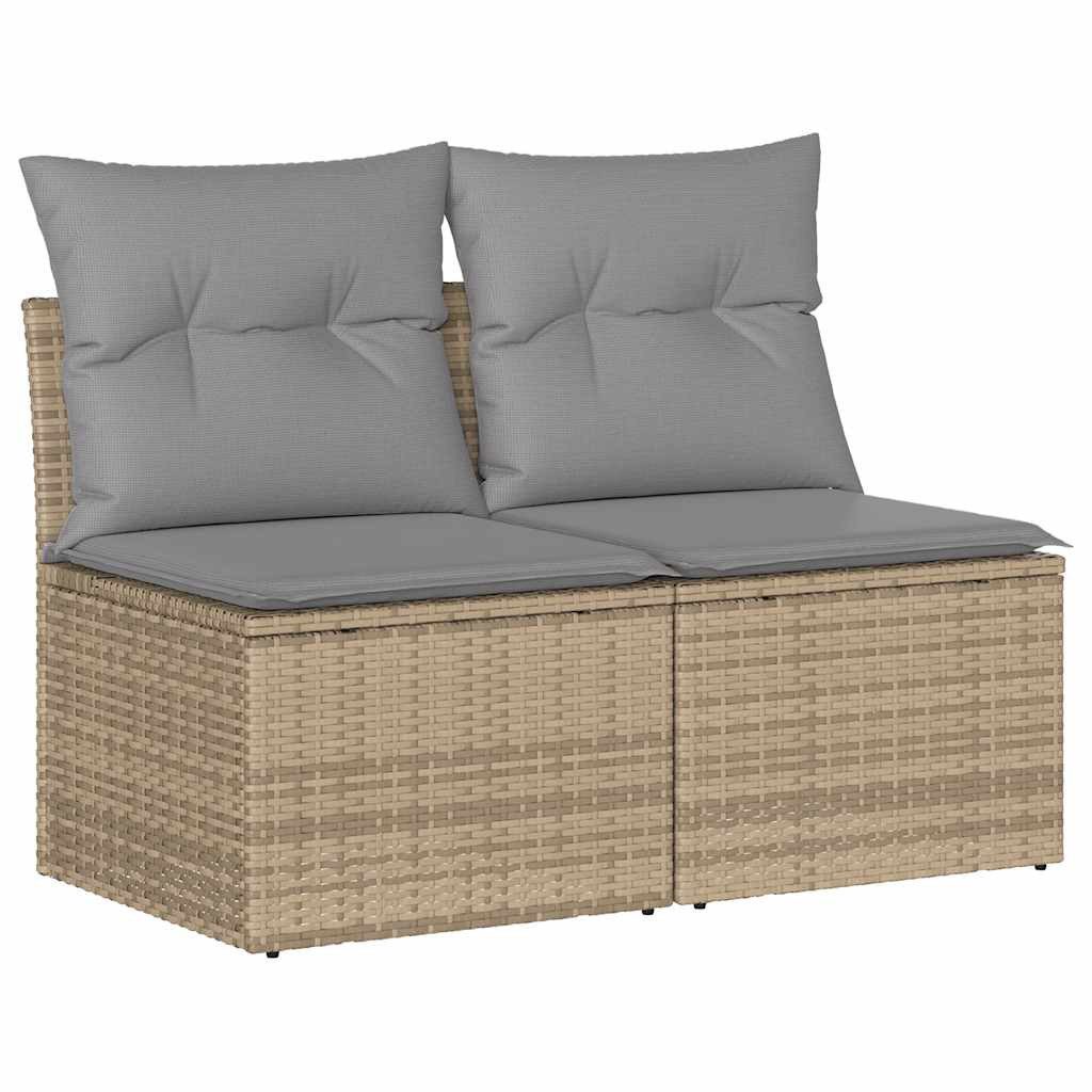 vidaXL Gartenlounge-Set 2-tlg. Garten-Sofagarnitur mit Kissen Beige Poly Rattan, (1-tlg)