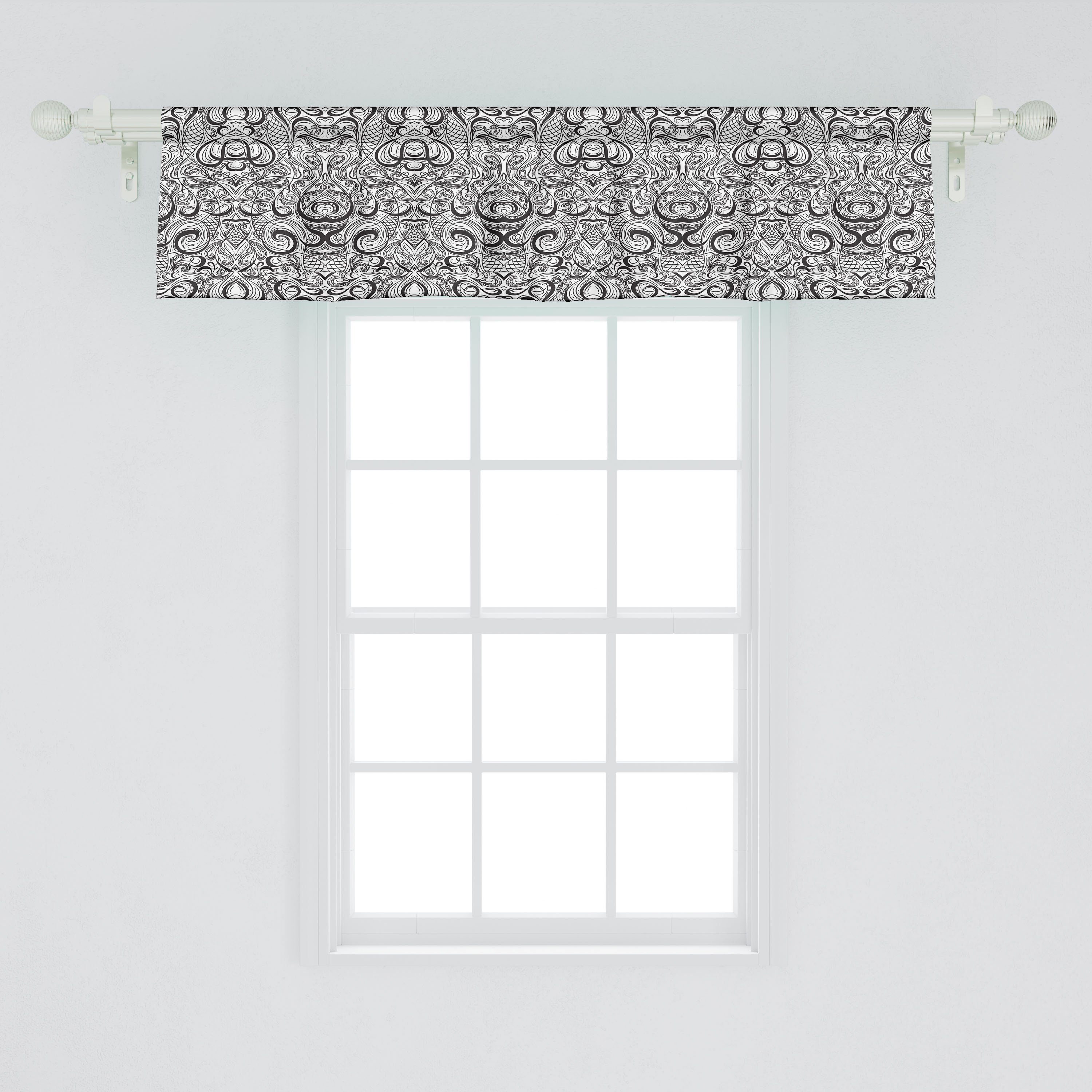 Scheibengardine Vorhang Volant für Stangentasche, Microfaser, Abakuhaus, Tribal Schlafzimmer curlicue Victorian Vintage Küche Dekor mit