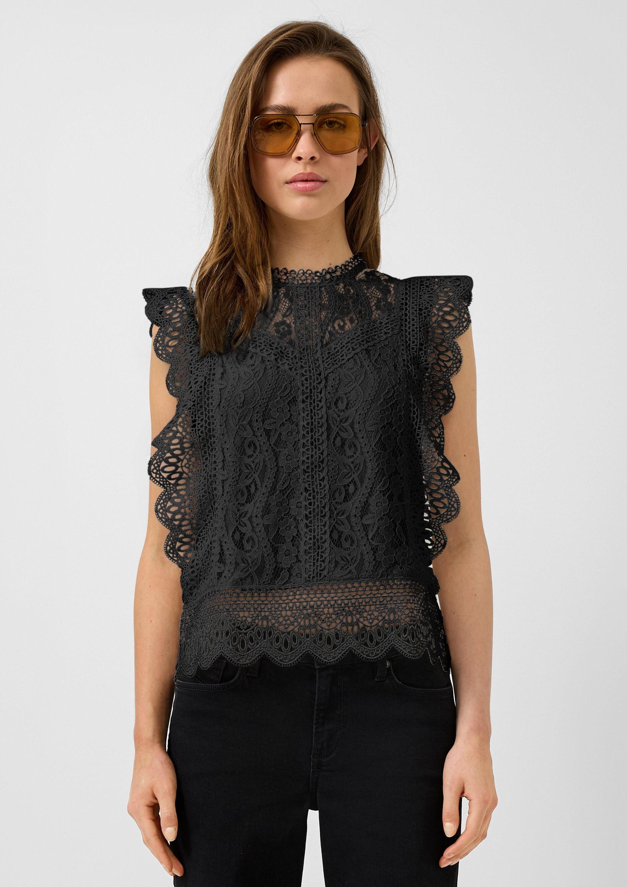 QS Blusentop Bluse Blusentop aus Spitze