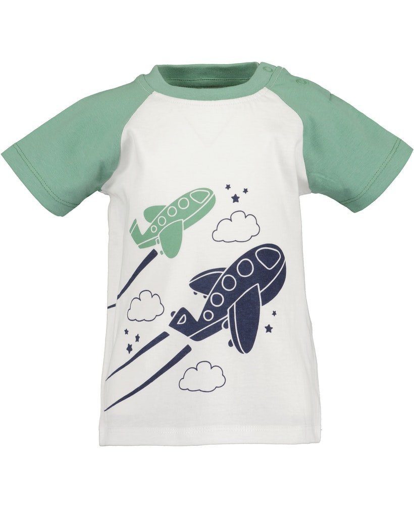 Jungen weiß T-Shirt T-Shirt grün Raglanärmel Seven (1-tlg) Flugzeug Blue Blue Seven Baby
