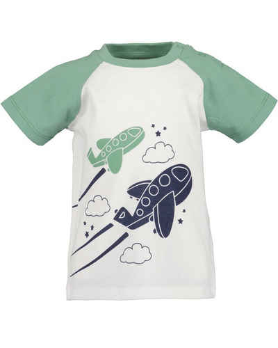 Blue Seven T-Shirt Blue Seven Baby Jungen T-Shirt Flugzeug Raglanärmel weiß grün (1-tlg)