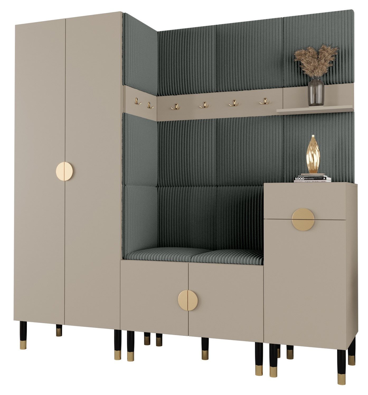 ABIKS MÖBEL Kompaktgarderobe PALERMO Set 1 Garderobe mit gepolsterten Panee günstig online kaufen