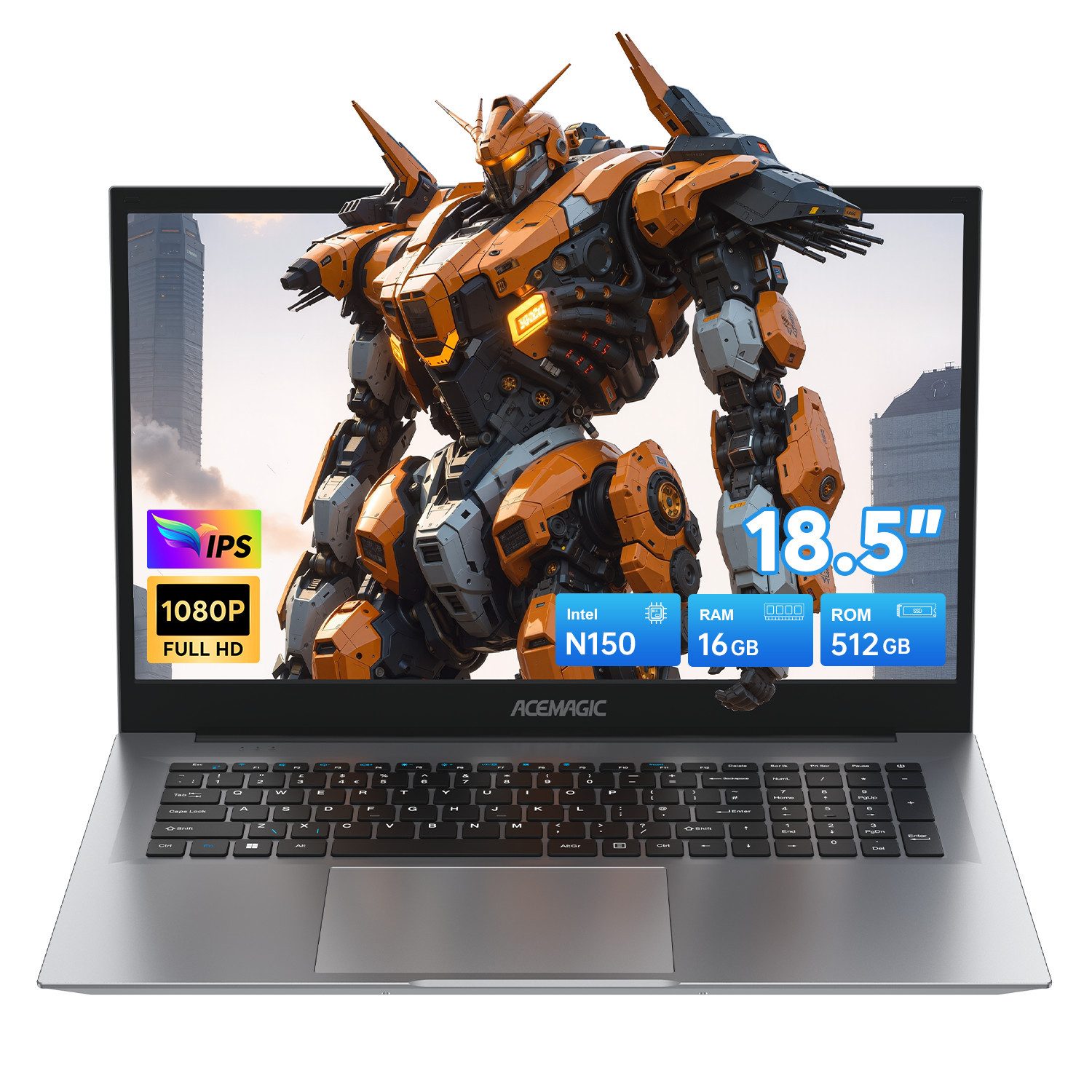 ACEMAGIC 18,5 Zoll Laptop Windows 11 Pro, Intel N150,16GB RAM 512GB SSD, Gaming Notebook (46,9 cm/18,5 Zoll, Intel Processor N150, Intel Grafik, 16 GB, 512 GB SSD, bis 3,6 GHz,1080P FHD Gaming Laptop-Computer für Homeoffice,Geschäft)