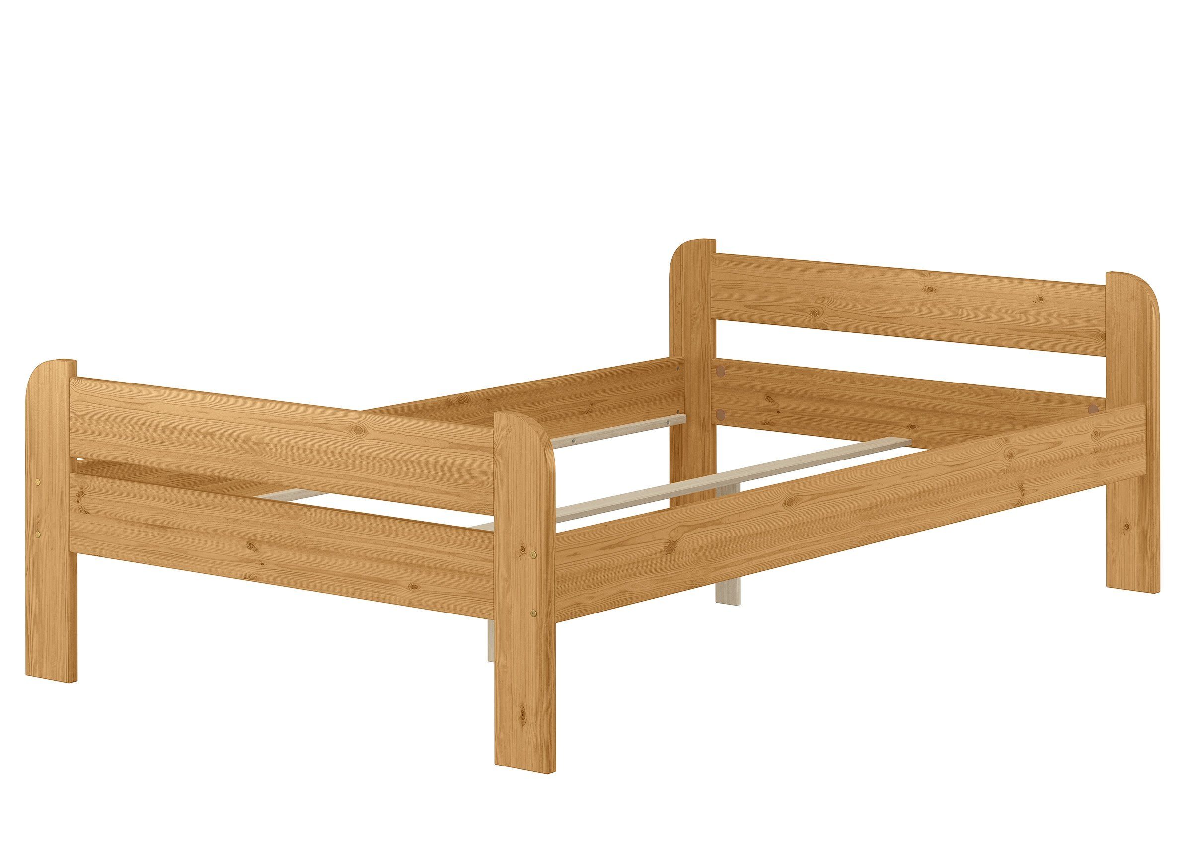 ERST-HOLZ Bett Massivholzbett Einzelbett robustes breites 120x200 Kiefer, KieferEiche gebeizt