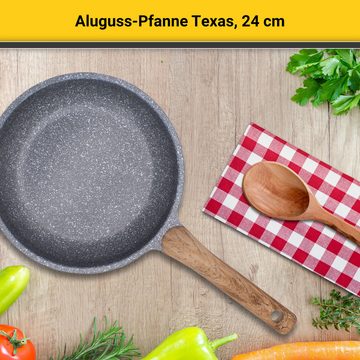 Krüger Bratpfanne Aluguss Pfanne flach Texas, Aluminiumguss (1-tlg), für Induktions-Kochfelder geeignet
