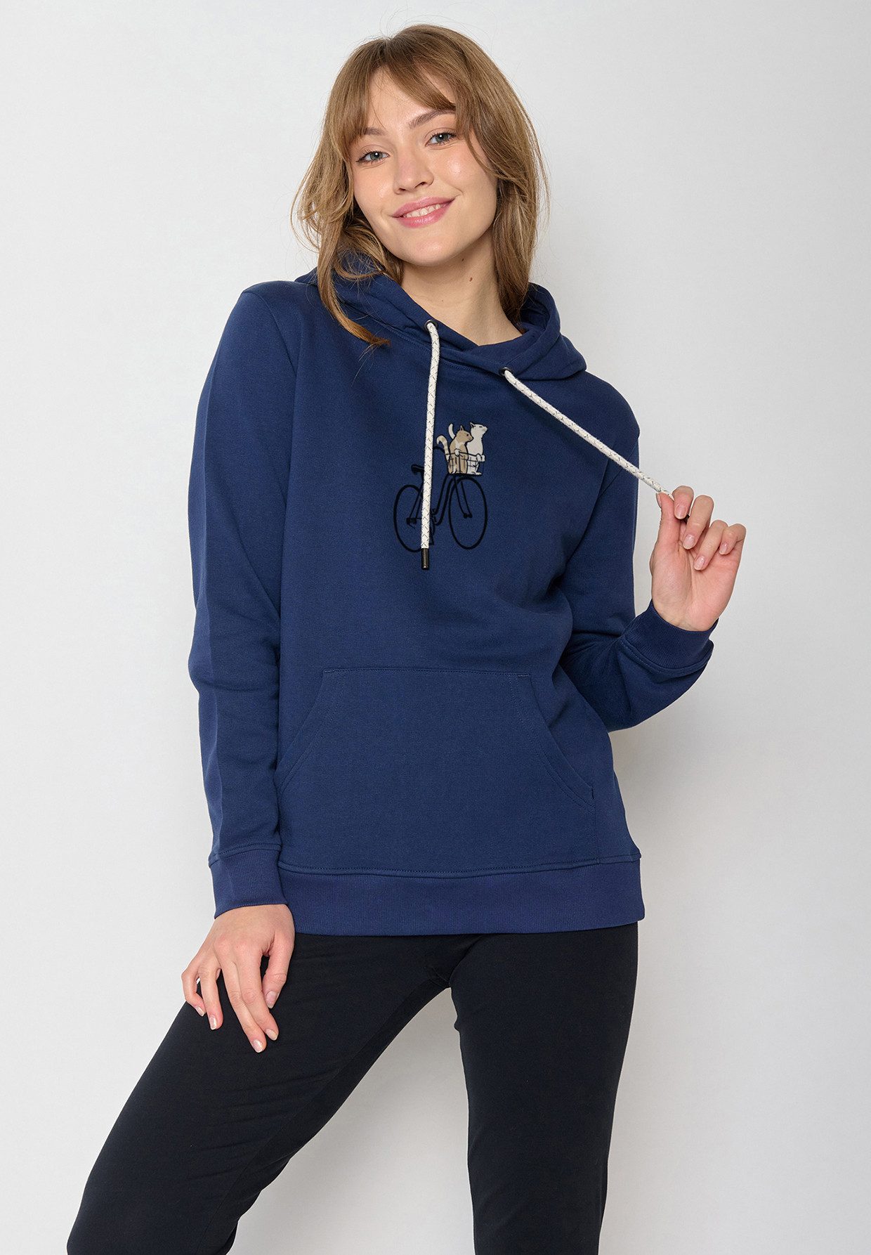 GreenBomb Hoodie Chipper Bike Cats Basket Motiv Fahrrad (1) 100 % Bio-Baumwolle, GOTS-zertifiziert, weicher, angenehmer Stoff