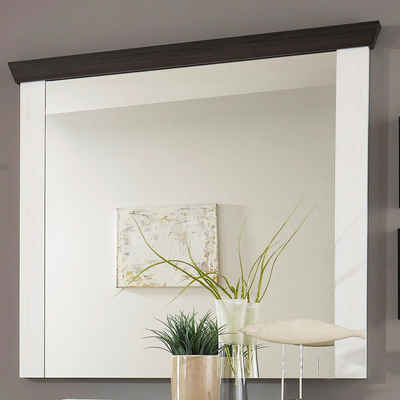 Lomadox Wandspiegel SALARA-61, Spiegel im Landhaus Stil Pinie weiß Nb. mit Wenge B/H/T 107x110x8cm