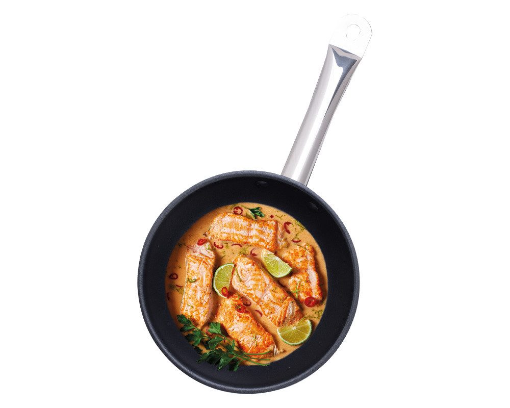 Gustav Voss Bratpfanne Pfanne mit Stielgriff Induktionsbratpfanne SEVILLA, Edelstahl, induktionsfähig - hitzeisolierter Griff
