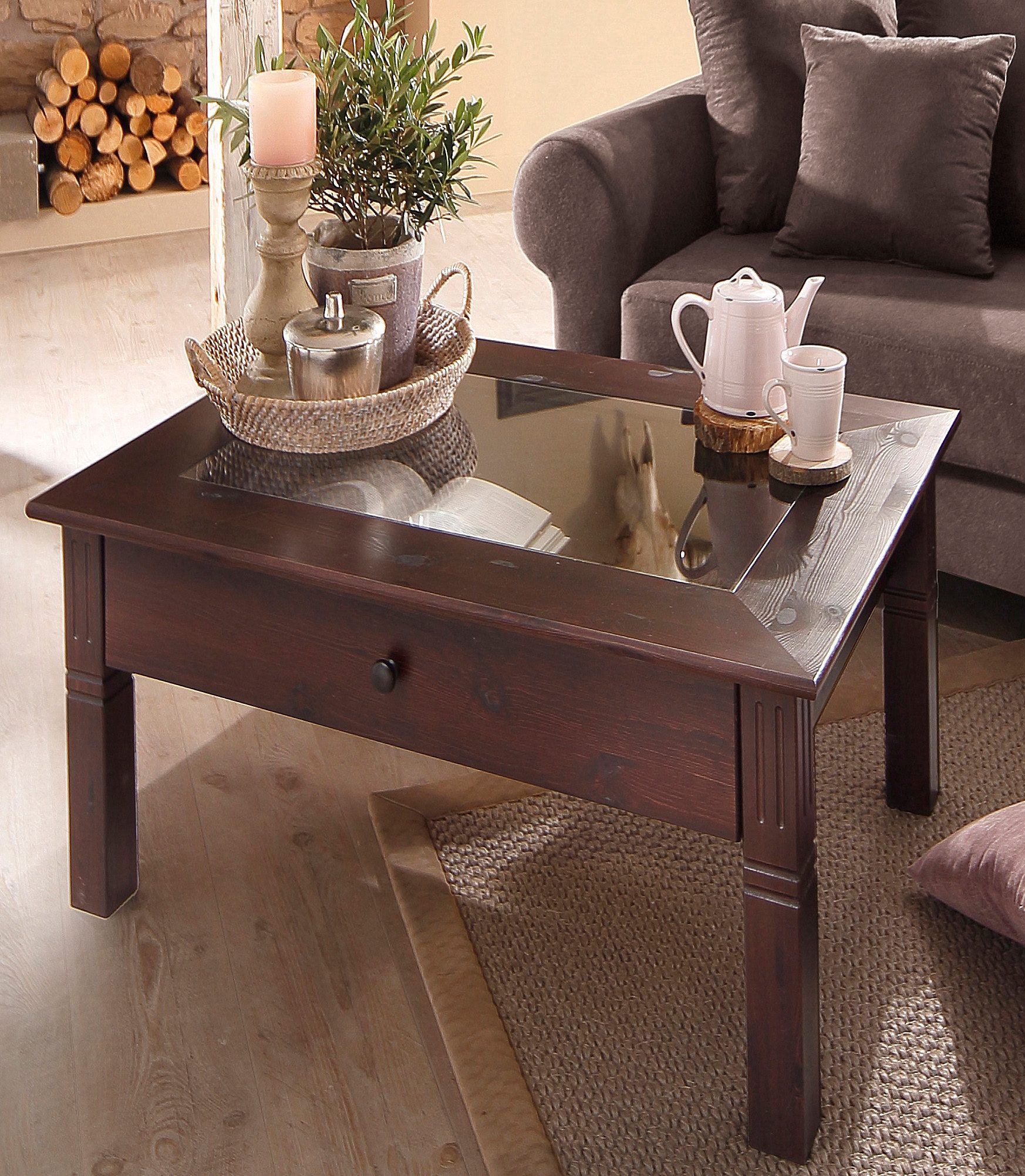 Couchtisch mit Glaseinsatz von HOME AFFAIRE - ab 139,99€