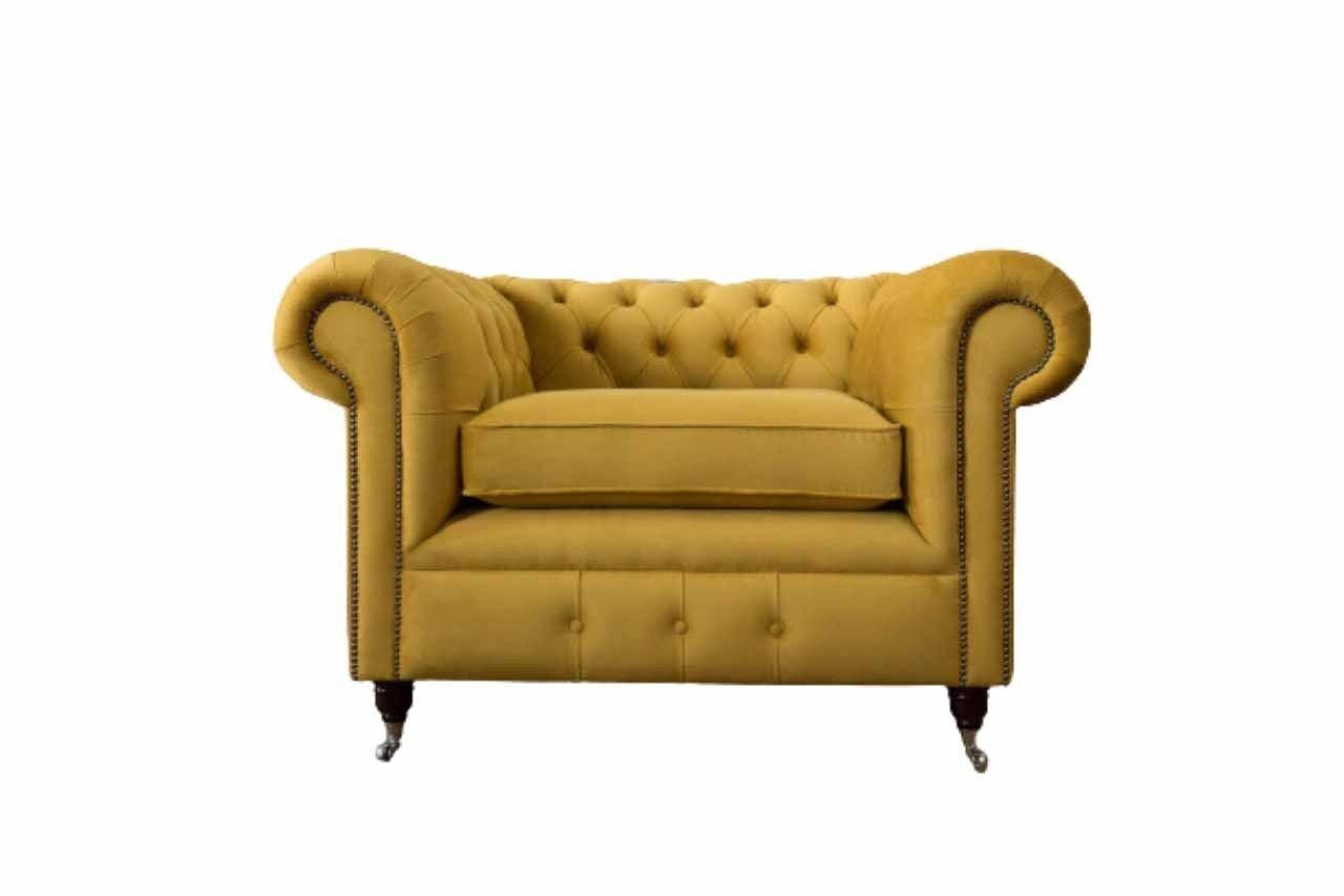 Sitzer, Textil Made In JVmoebel Design Lounge Gelb Relax Polster Luxus Sessel Sessel Europe
