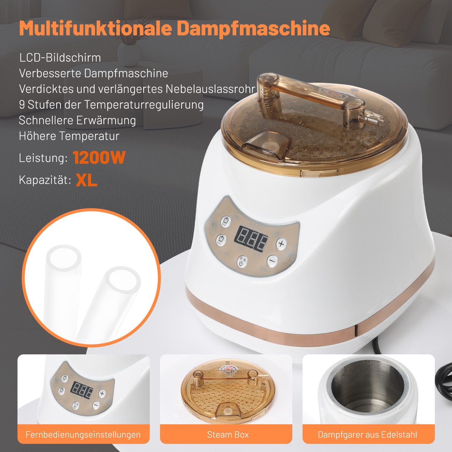 kehot Sauna Dampfsauna für Zuhause mit 1500 W Dampfgenerator, BxTxH: 90 x 90 x 180 cm, (Faltbare Heimsauna mit 3 L Tank & 9 Temperaturstufen, Timer, Tragbare We – Bild 5 von 5
