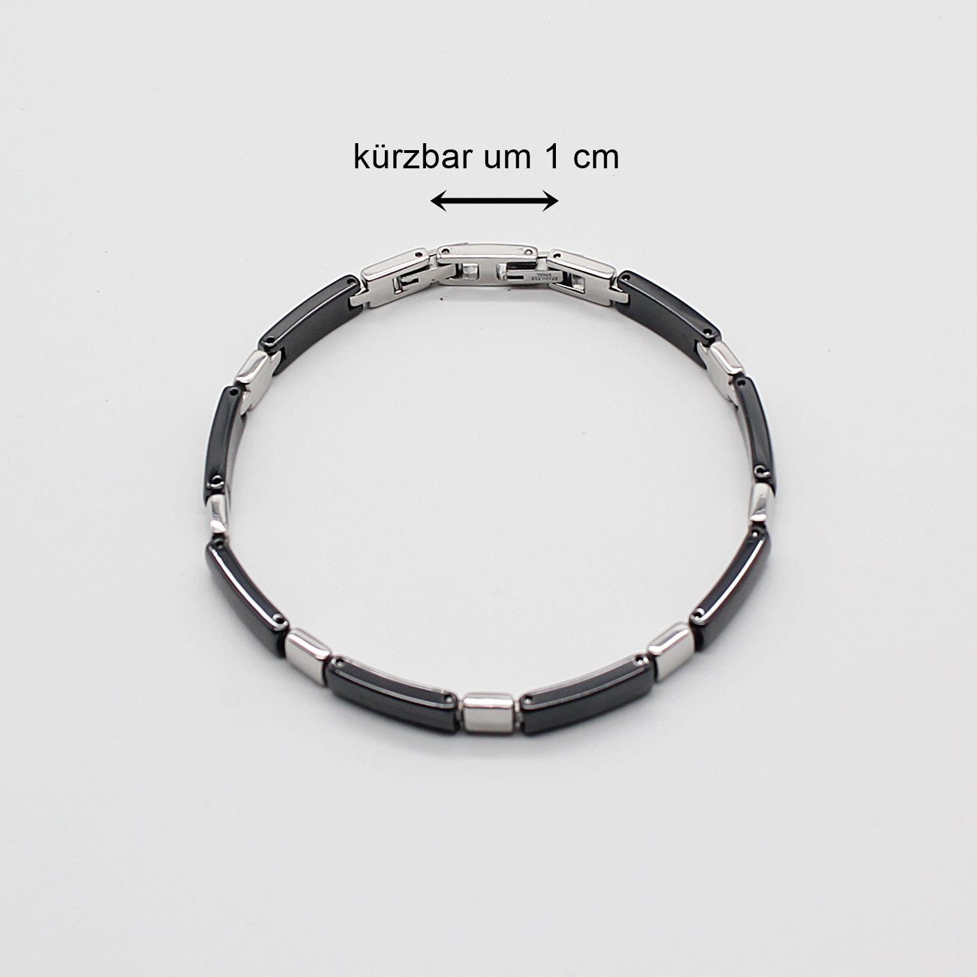 Edelstahl (Armbandlänge ELLAWIL Schwarz, mm), 19 Keramik Edelstahlarmband aus Gliederarmband Silber inklusive Armband Geschenkschachtel und Kettenbreite cm, 6