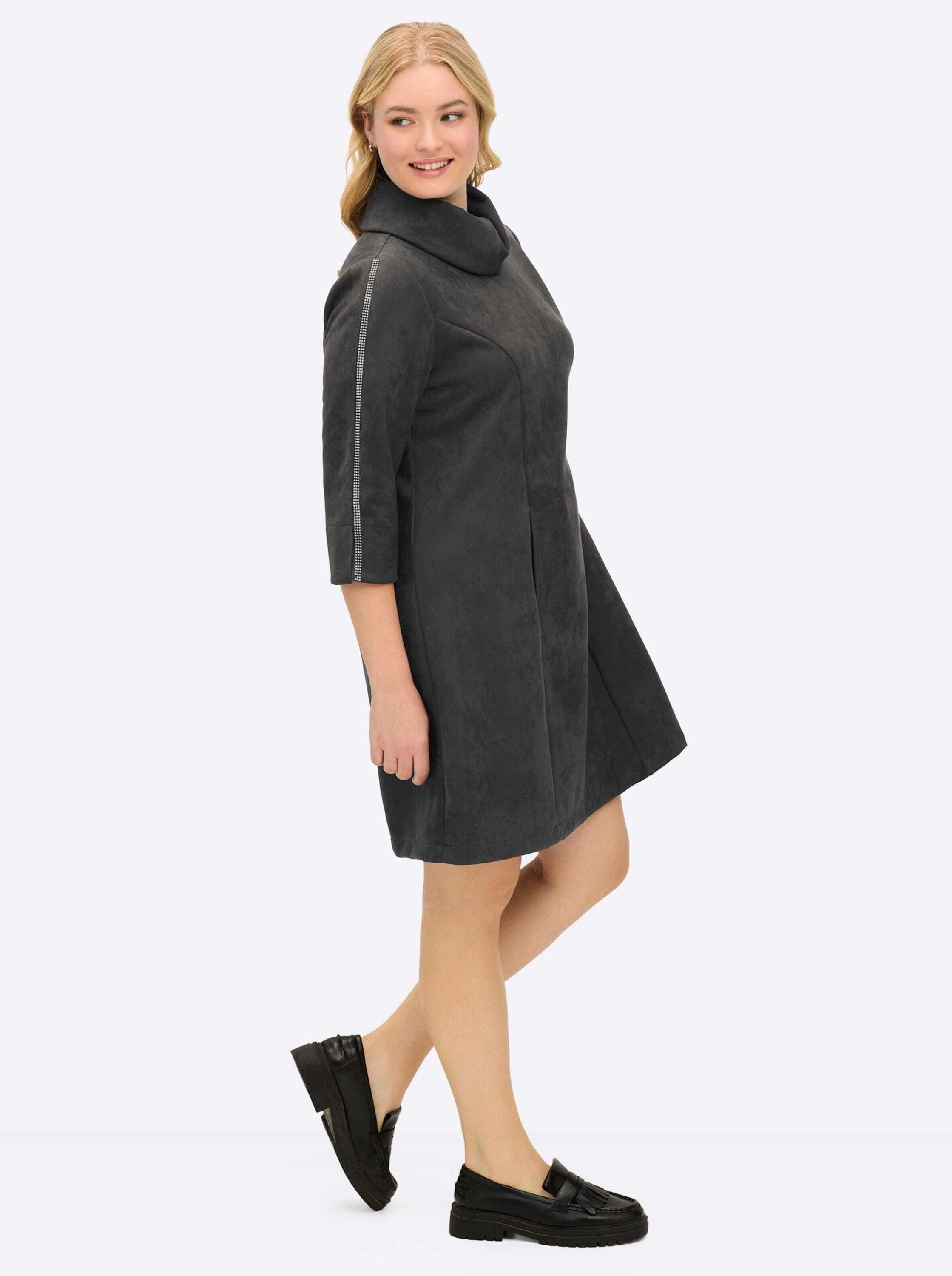 Sheego Etuikleid Velours-Kleid 3/4-Arm