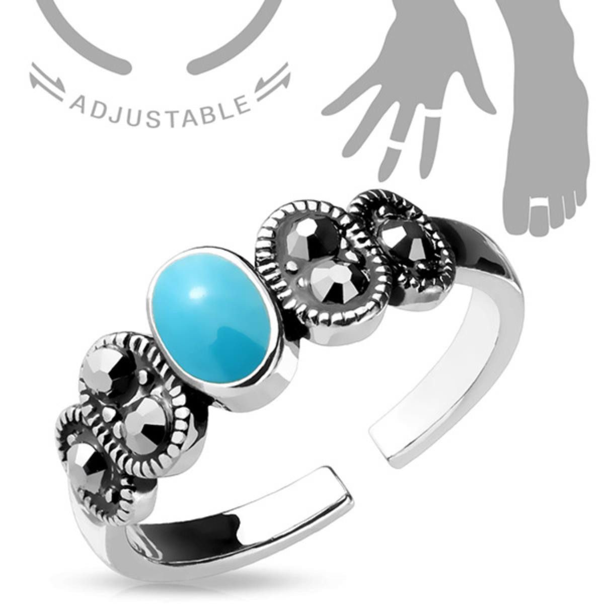 Order & Smile Schmuck Zehenring Zehenring / Mid Ring „Boho Türkis“