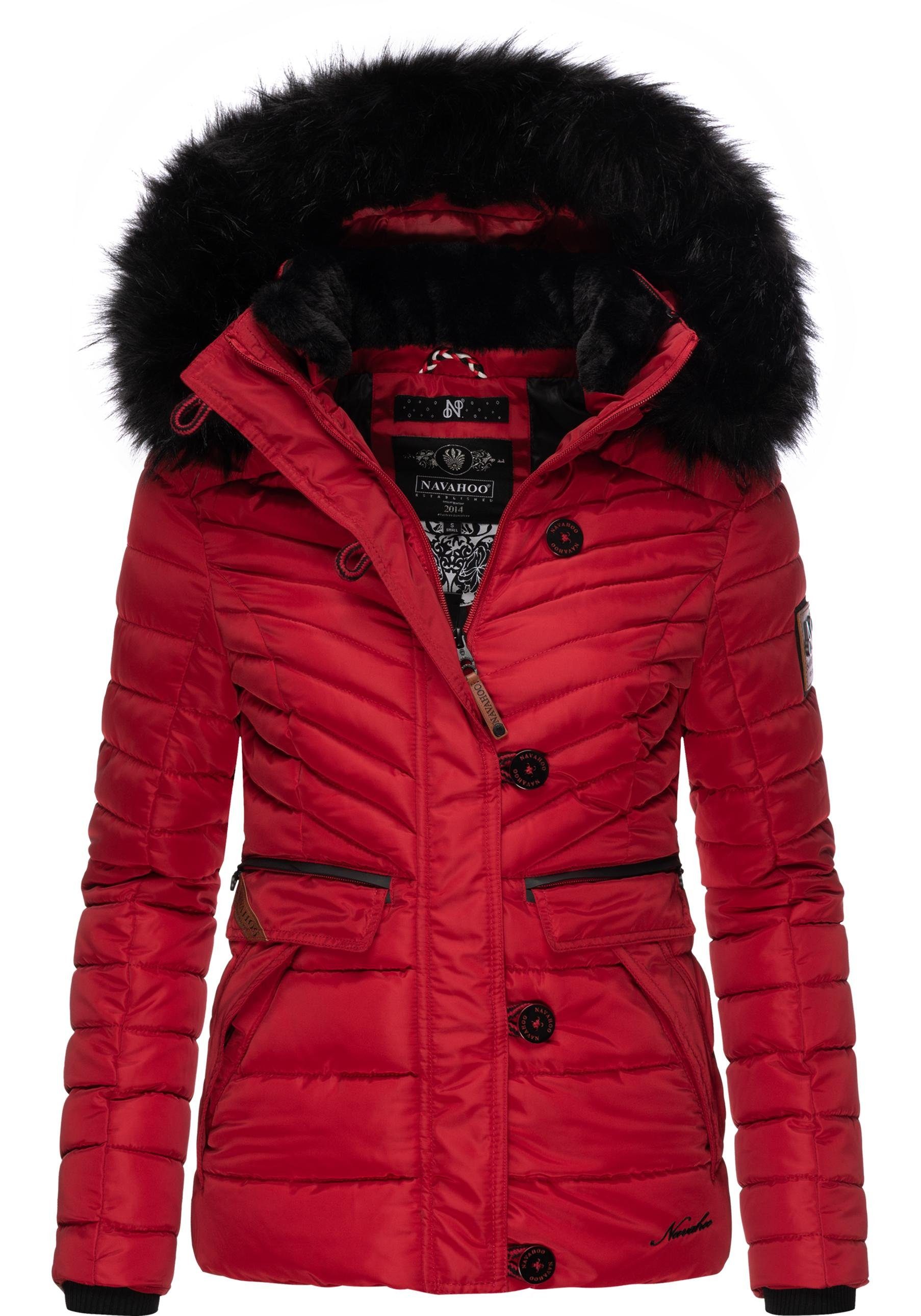 Navahoo Winterjacke Wisteriaa Warm gefütterte Steppjacke mit Kunstfell-Kapuze