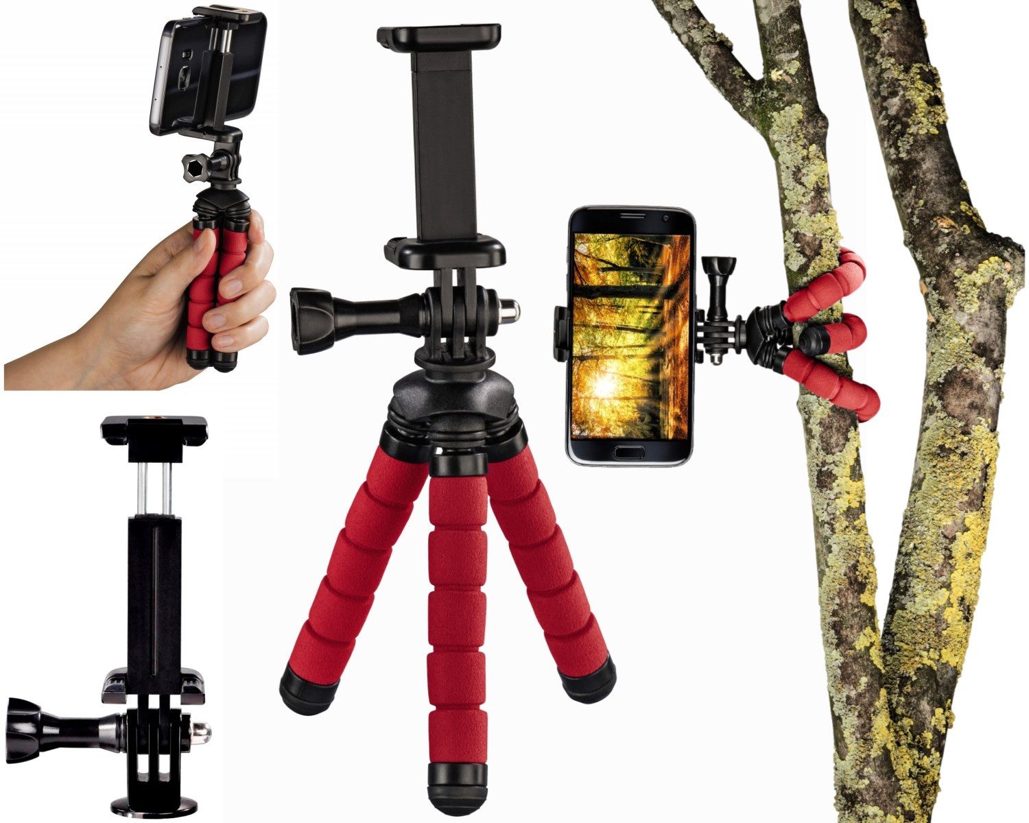 Flex Flexibles Mini-Stativ 14cm Tripod Rot Kamerastativ
