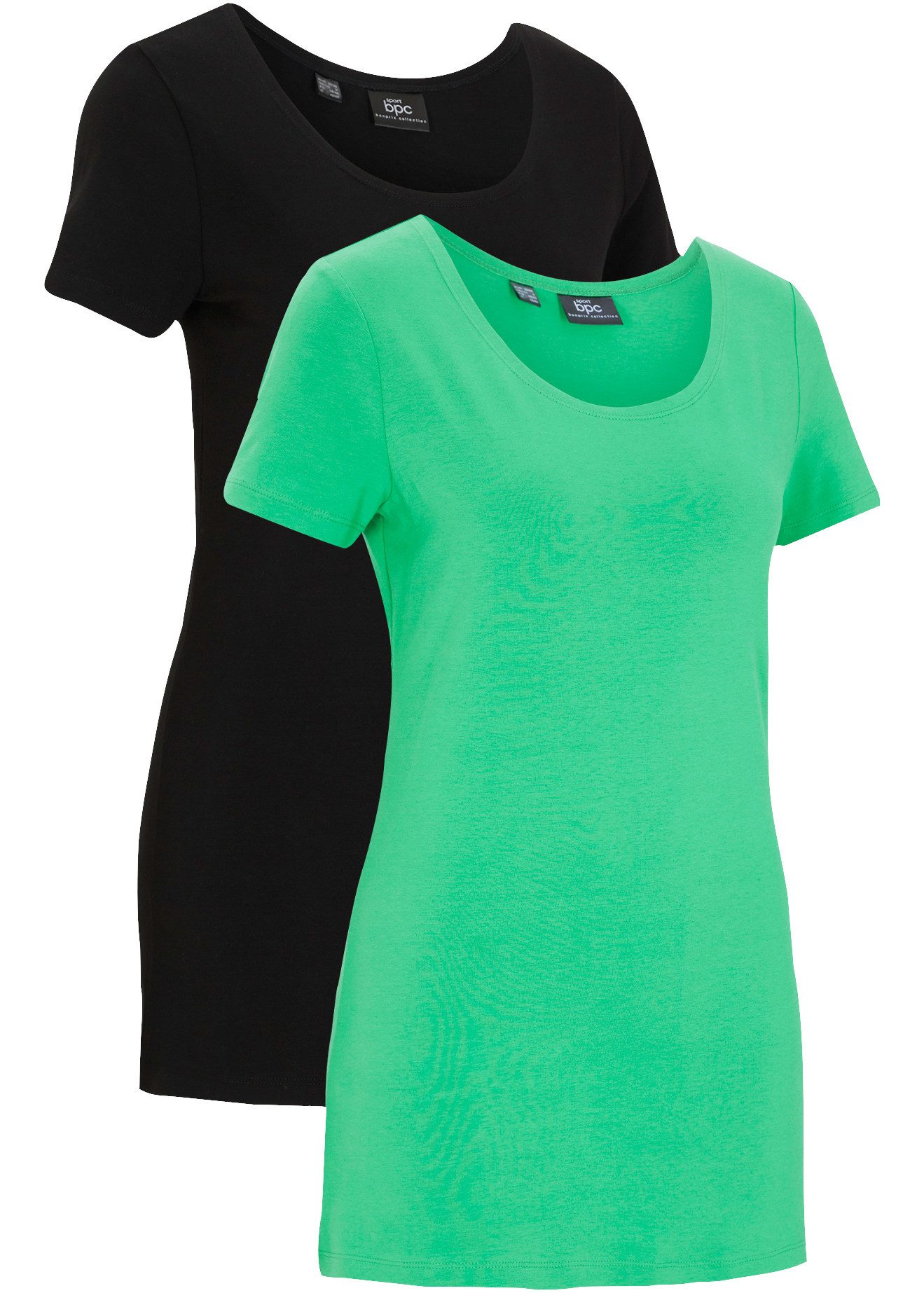 bonprix Longshirt (Packung, 2er) mit seitlichem Schriftzug, Loose Fit, Kurzarm-Ausführung, 2er Pack