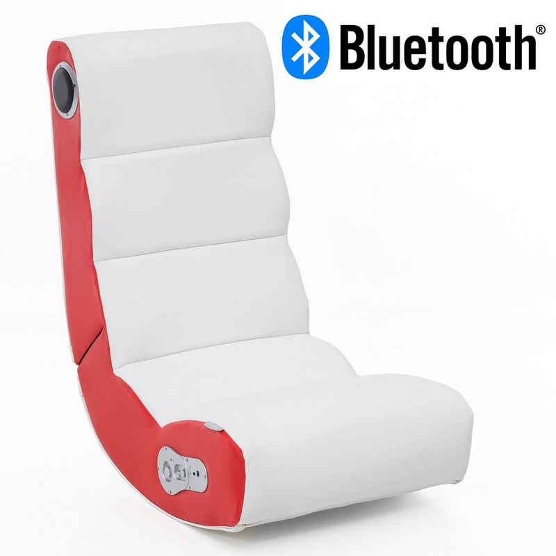 Wohnling Gaming Chair »WL8.017BT«, Soundchair in Weiß Rot mit Bluetooth Musiksessel mit eingebauten Lautsprechern Multimediasessel für Gamer 2.1 Soundsystem - Subwoofer Music Gaming Sessel Rocker Chair