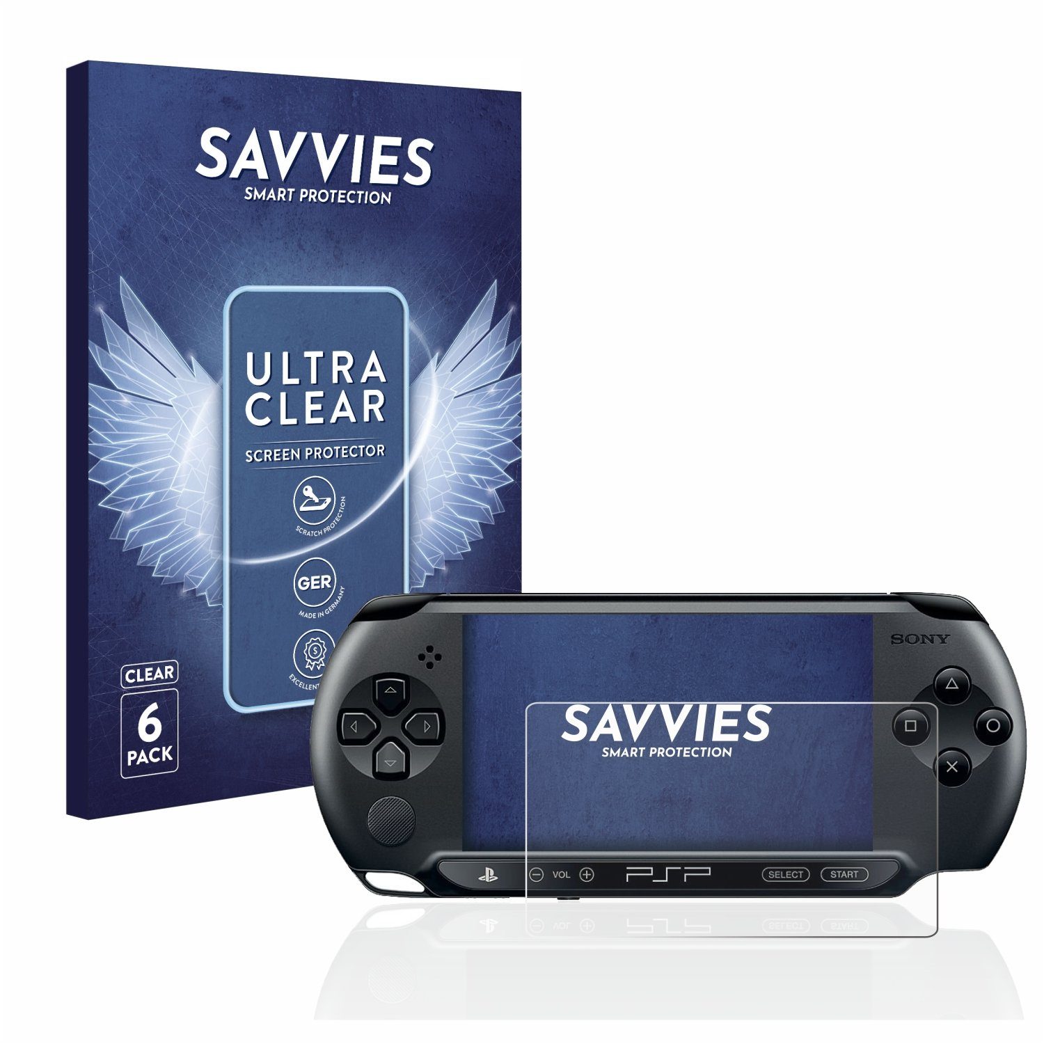 Savvies Displayschutzfolie Schutzfolie für Sony PSP 1004, 6 Stück, Displayschutz Schutz Folie Klar Transparent