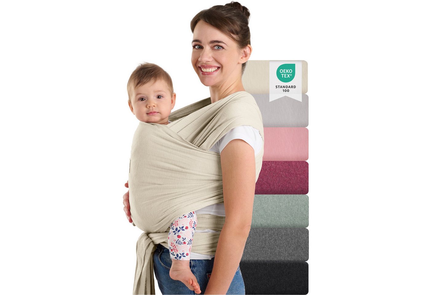 Laleni Tragetuch für Neugeborene bis 15kg - 100% weiche Baumwolle, Babytragetuch aus Baumwolle, OEKO-TEX Zertifiziert, ab Geburt geeignet