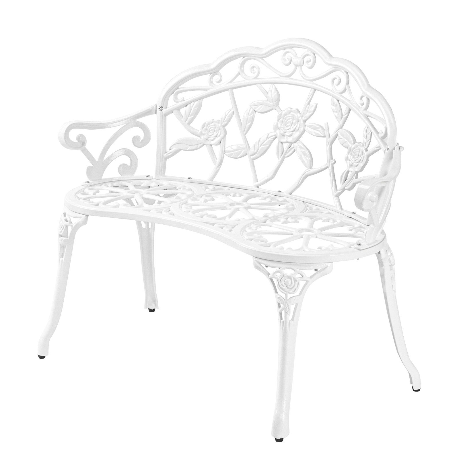 VINGLI Bank Gartenbank Metall Aluminium Rose, wetterfeste Sitzbank für 2 Sitzer