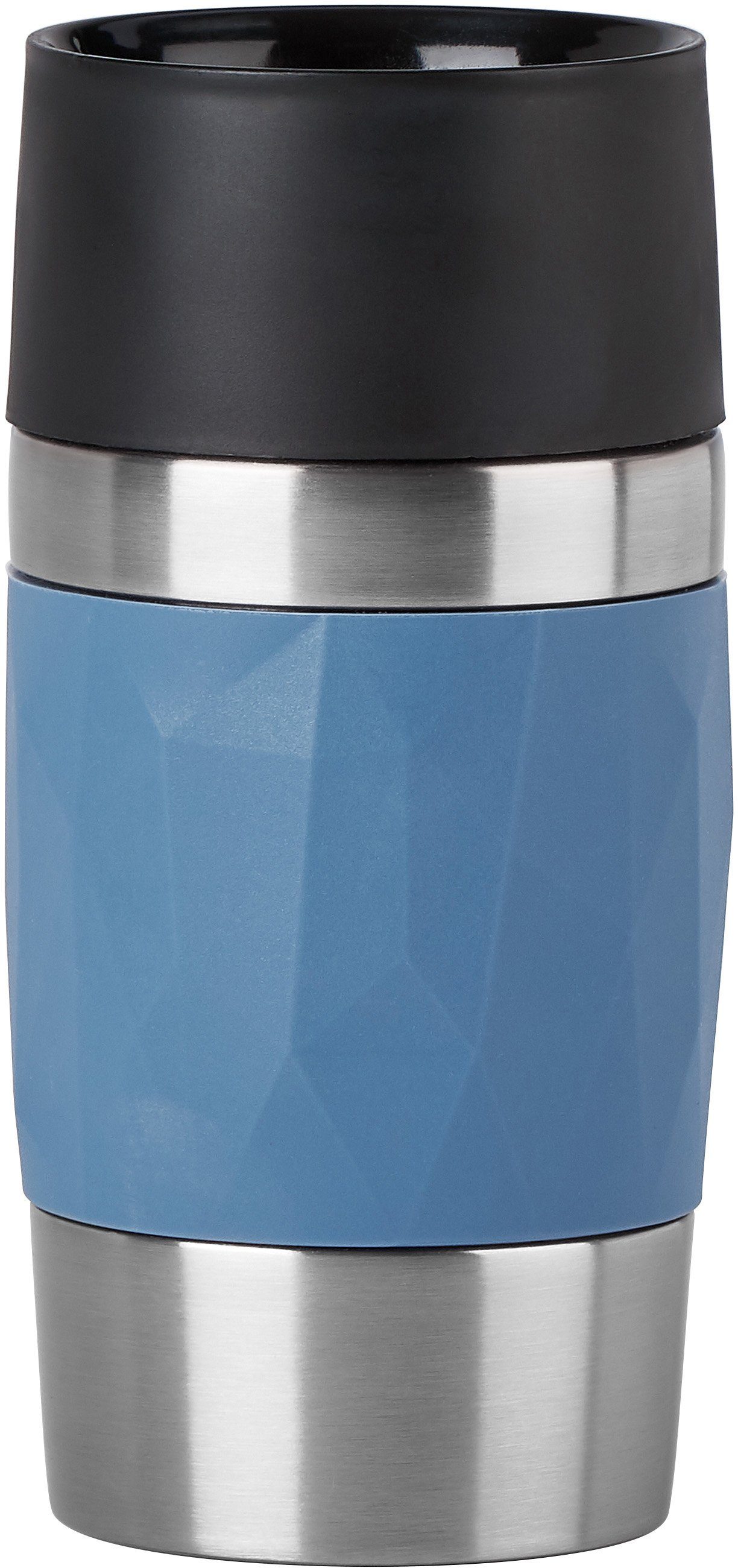 Emsa Thermobecher Travel Mug Compact, Edelstahl, Kunststoff, Silikon, 0,3L, Edelstahl, 3h warm/6h kalt, 360°Trinköffnung, spülmaschinenfest