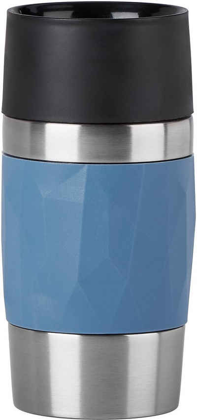 Emsa Thermobecher »Travel Mug Compact«, Edelstahl, Silikon, Kunststoff, Edelstahl, auslaufsicher, 3h heiß 6h kalt, 360°-Rundum-Trinköffnung, spülmaschinenfest, 300 ml