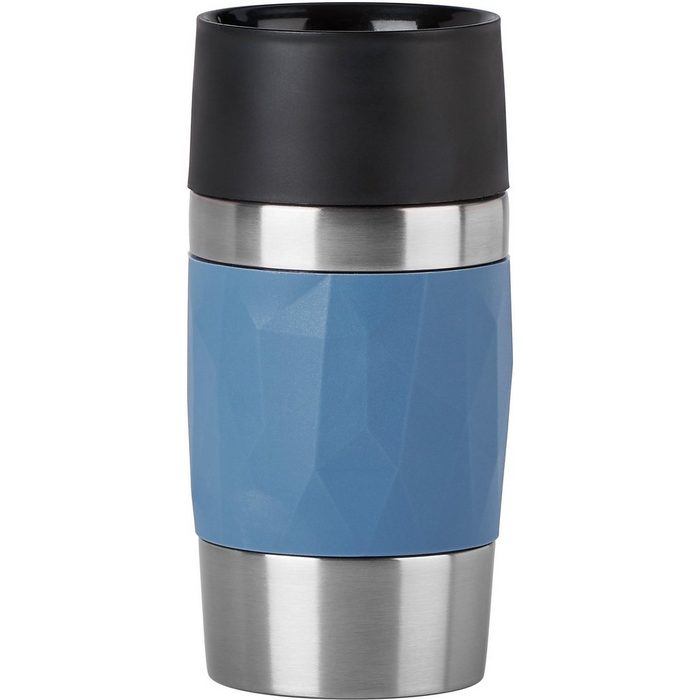 Emsa Thermobecher Travel Mug Compact Edelstahl Kunststoff Silikon 0 3L Edelstahl 3h warm/6h kalt 360°Trinköffnung spülmaschinenfest AR11596