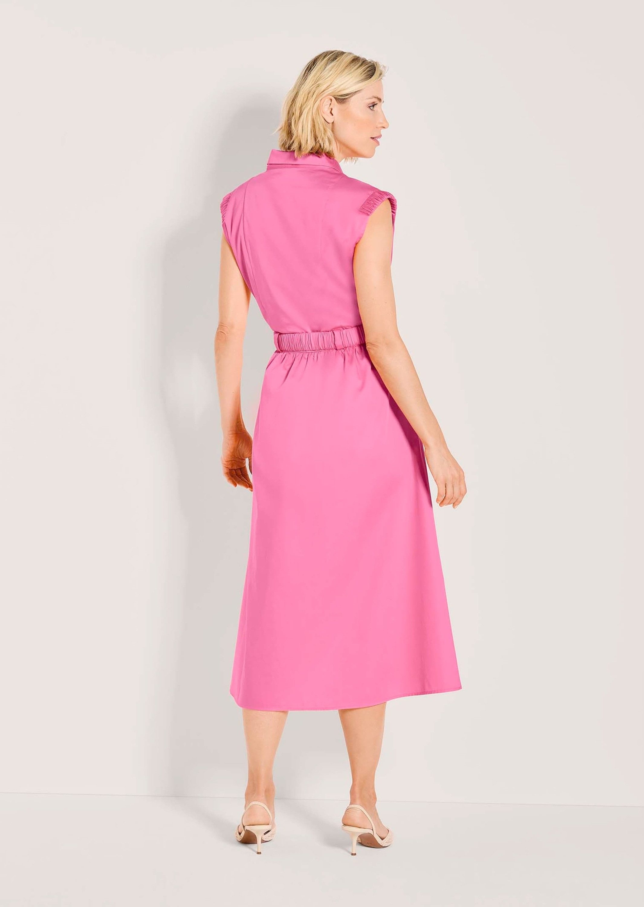 MADELEINE Midikleid Sommerkleid mit Gürtel Midikleid mit Reverskragen, Taschen, Knielänge und ohne Arm