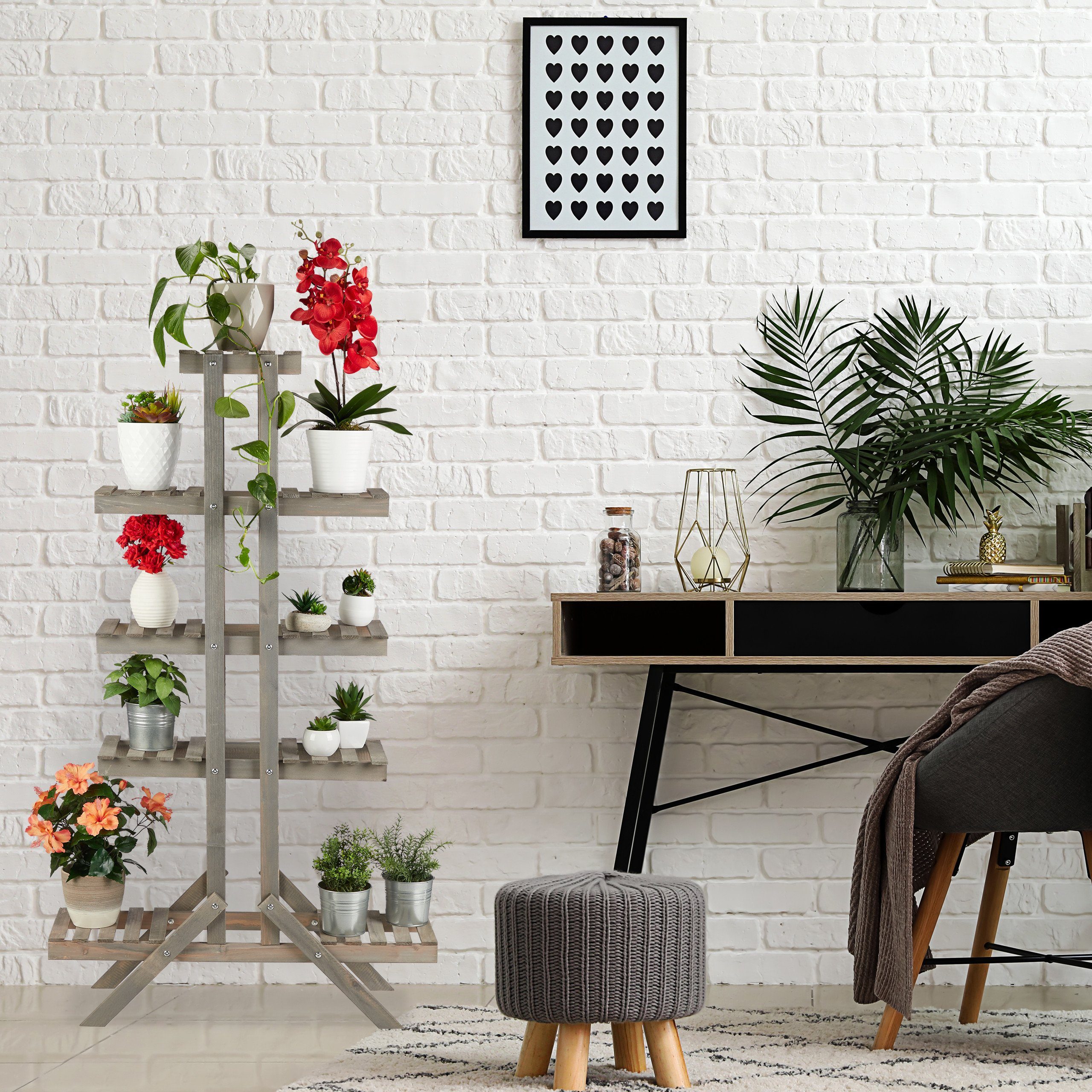 relaxdays Blumenständer Blumentreppe Holz mit 5 günstig online kaufen