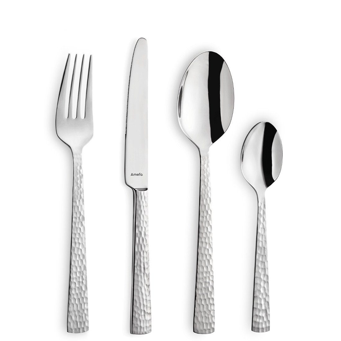 Amefa Besteck-Set FELICITY (24-tlg), 6 Personen, Edelstahl Rostfrei 18/0, spülmaschinenfest, gehämmerte Oberfläche
