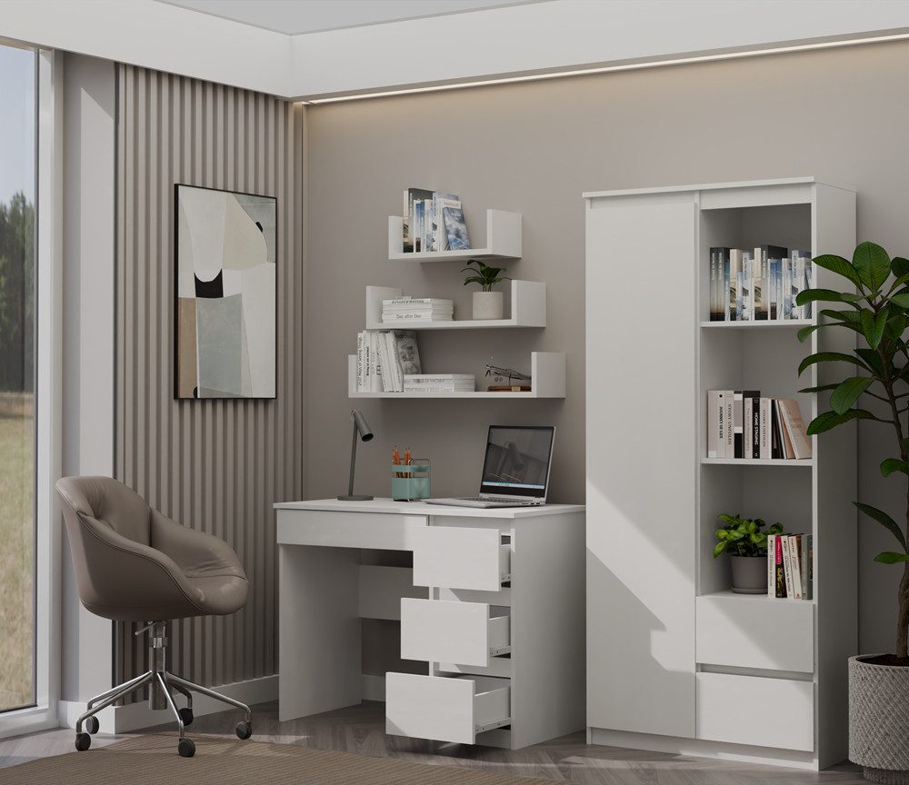 Raumhirsch Furniture Schreibtisch mit 4 Schubladen, Bürotisch, BüroBürotisch (Maße 98 x 76 x 51 cm, Einfache Montage), Homeoffice, kompakt, praktisch