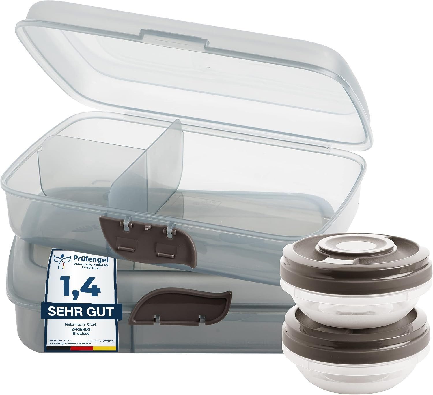 Centi Lunchbox Lunchboxen mit Fächern und Clickverschluss, Kunststoff, (4er-Set)