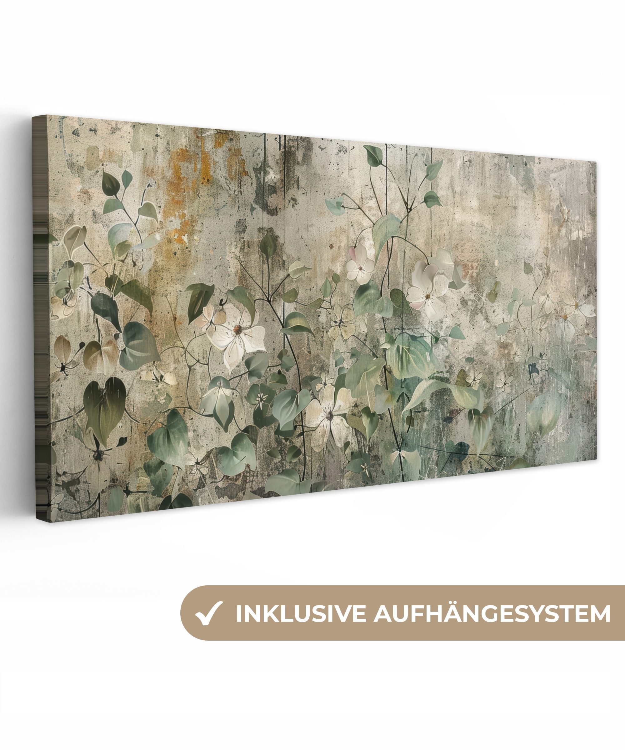 OneMillionCanvasses® Leinwandbild Panorama Blumen - Blätter günstig online kaufen