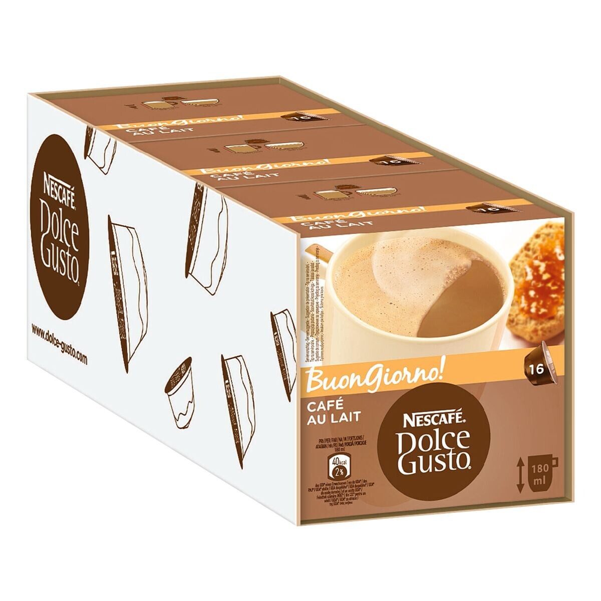 NESCAFÉ® Dolce Gusto® Kaffee Café au Lait, 3x 16 Kapseln