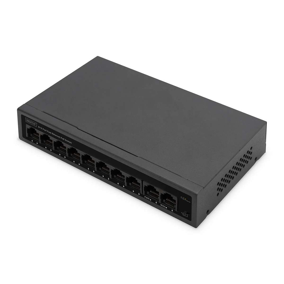 Digitus Digitus 8+2-Port Fast Ethernet PoE Netzwerkswitch, Desktop, unmanaged Netzwerk-Switch