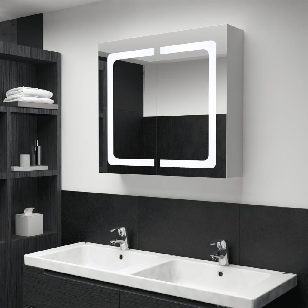 vidaXL Badezimmerspiegelschrank LED-Spiegelschrank fürs Bad 80x12,2x68 cm
