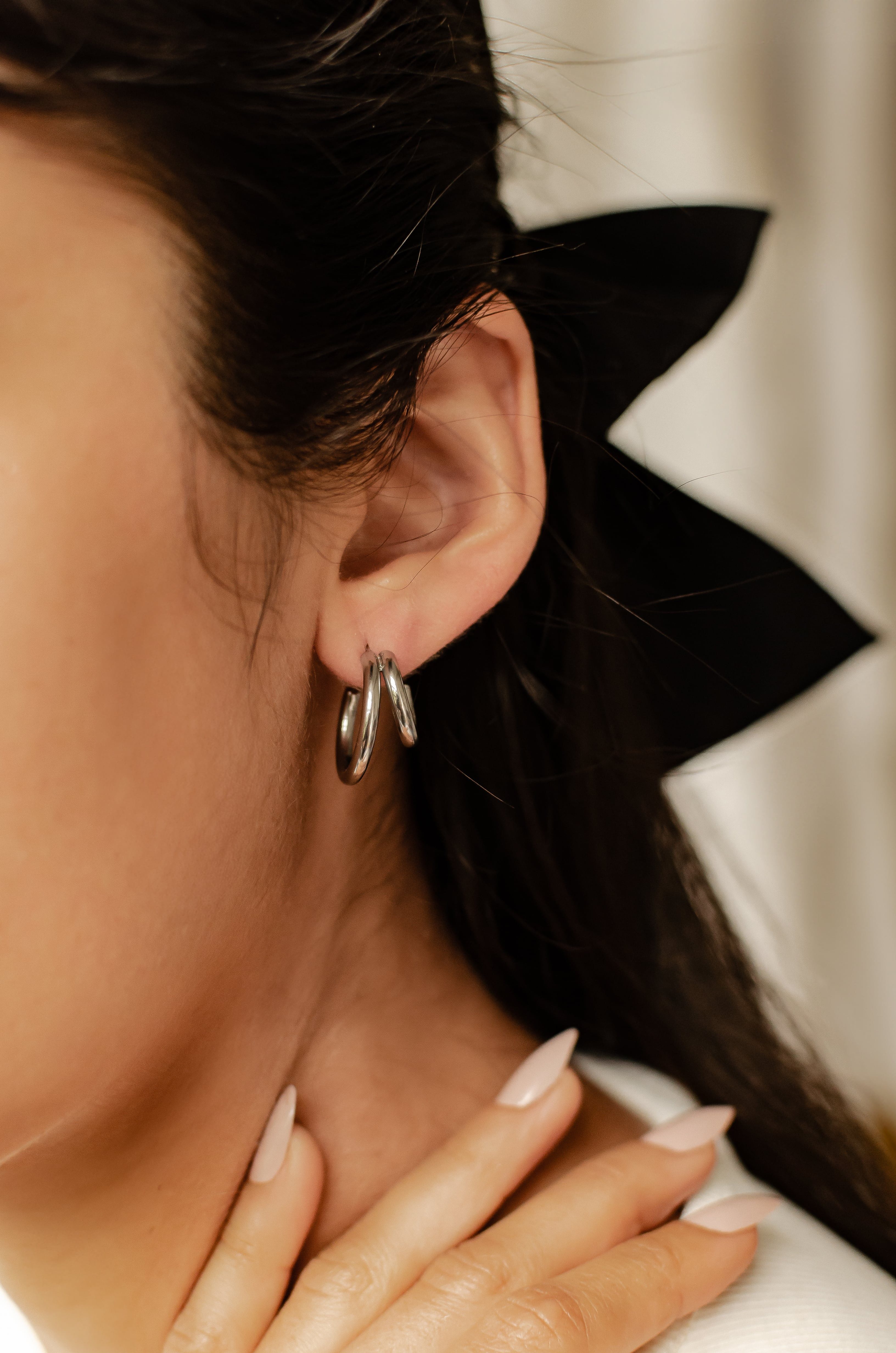 Hey Happiness Paar Creolen Edelstahl Damen Doppelt, 18K Roségold Vergoldet, günstig online kaufen