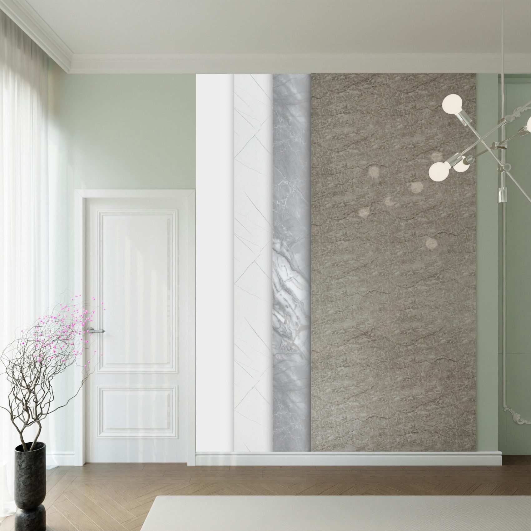 Hexim Wandpaneel, (Marmoroptik 3 Stück 280x122cm Matt & Glänzend Kunststoff Innen & Außenbereich Granit Steinoptik - Dekorative Wohnzimmerwand Feuchtraum geeignet (10,25 m² HMP03-G)