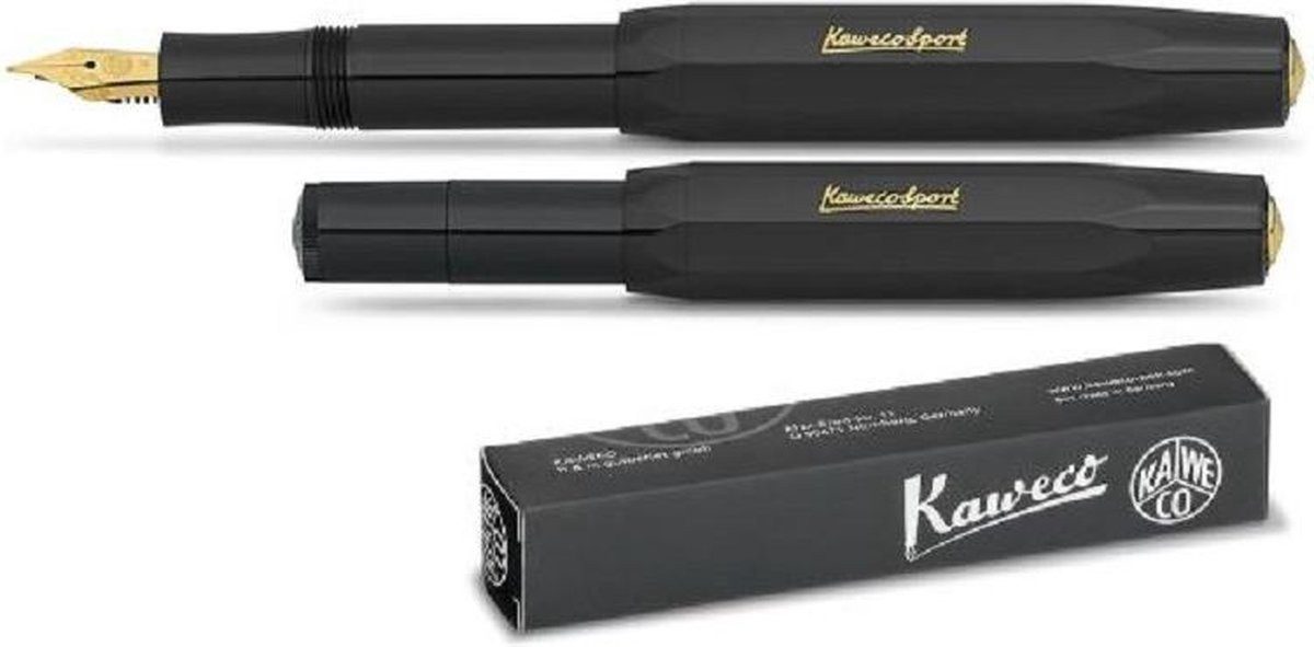Kaweco Füllhalter Classic Sport - 1 Füllhalter - Feinspitze - Schwarz, (1-tlg), für Rechts- und Linkshänder
