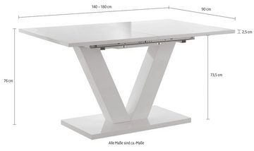 INOSIGN Esstisch »Andy«, mit Auszugsfunktion, 2 Breiten (140-180 cm oder 180-220 cm), weiß Hochglanz