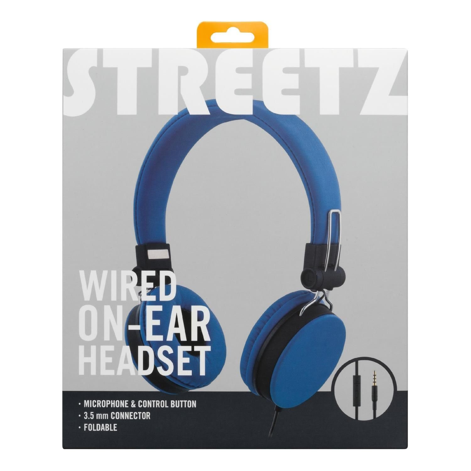 STREETZ Ohrpolster Klinkenanschluss Mikrofon, faltbares 5 Jahre Headset, Kopfhörer On-Ear-Kopfhörer (integriertes inkl. dunkelblau, Herstellergarantie) Kabel 3.5mm 1,2m