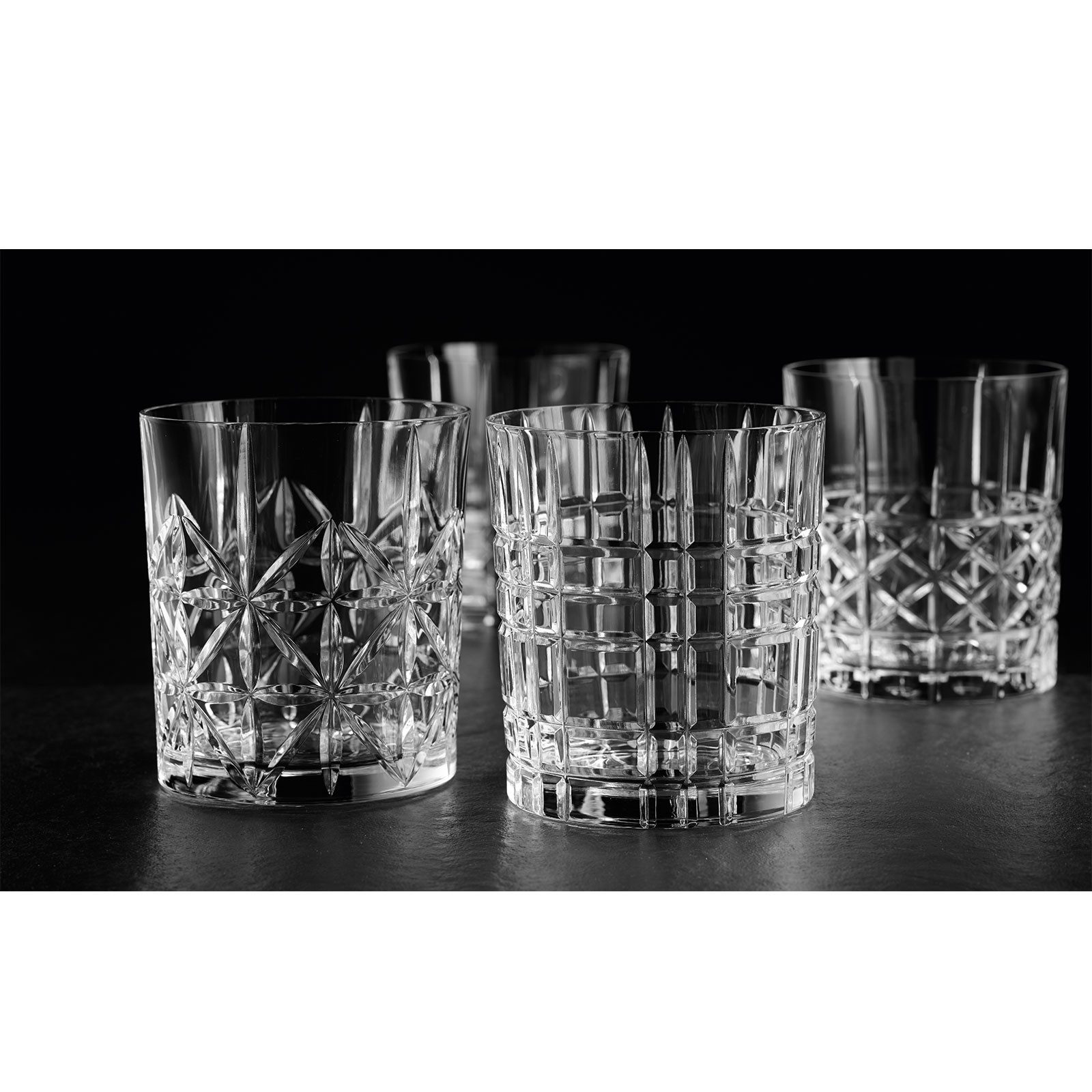 Nachtmann Glas Nachtmann 4xHighland Tumbler Schliffdekor Becher, 4-tlg., Kristallglas