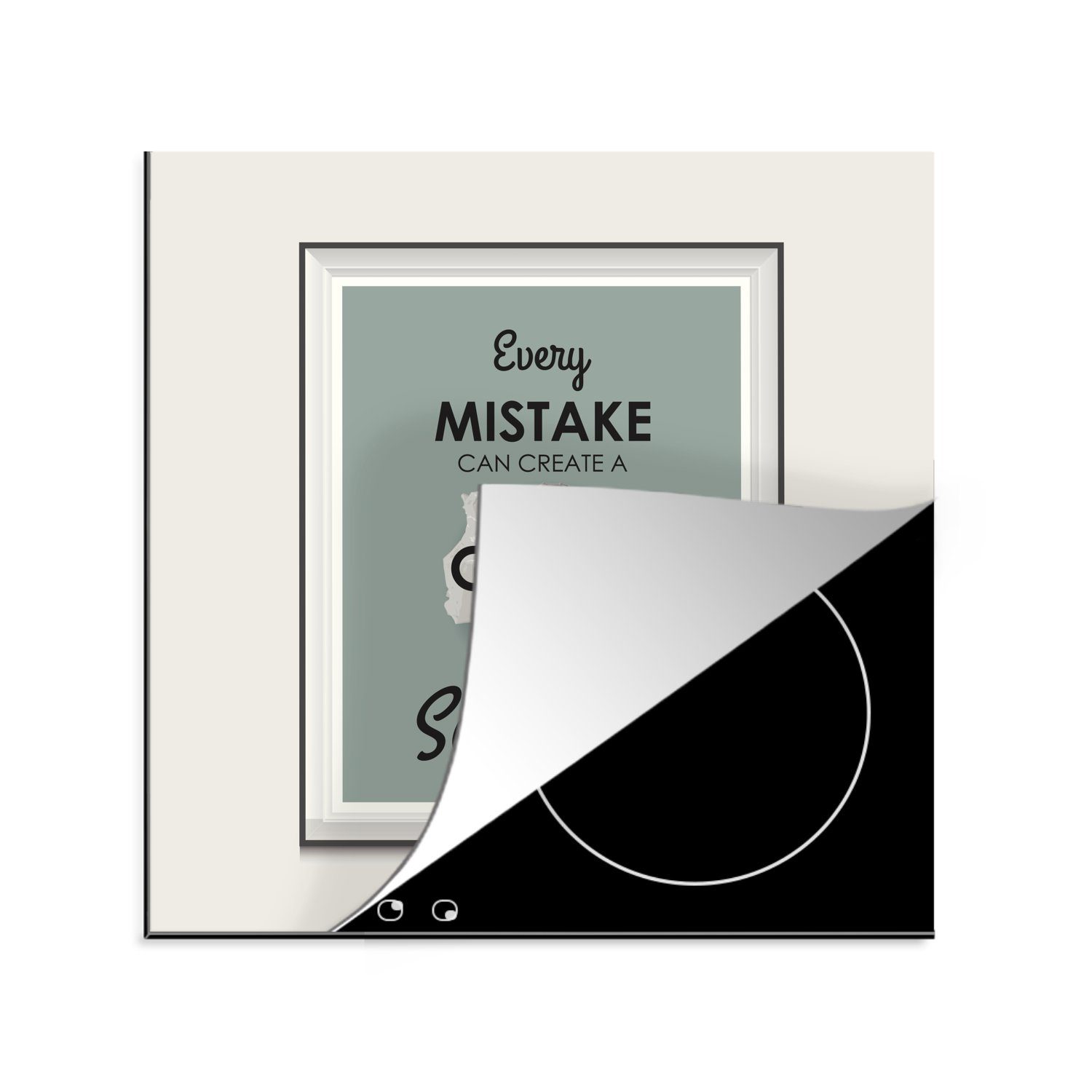 MuchoWow Herdblende-/Abdeckplatte Jeder Fehler kann eine große Lösung hervorbringen" - Zitate -, Vinyl, (1 tlg), 78x78 cm, Ceranfeldabdeckung, Arbeitsplatte für küche