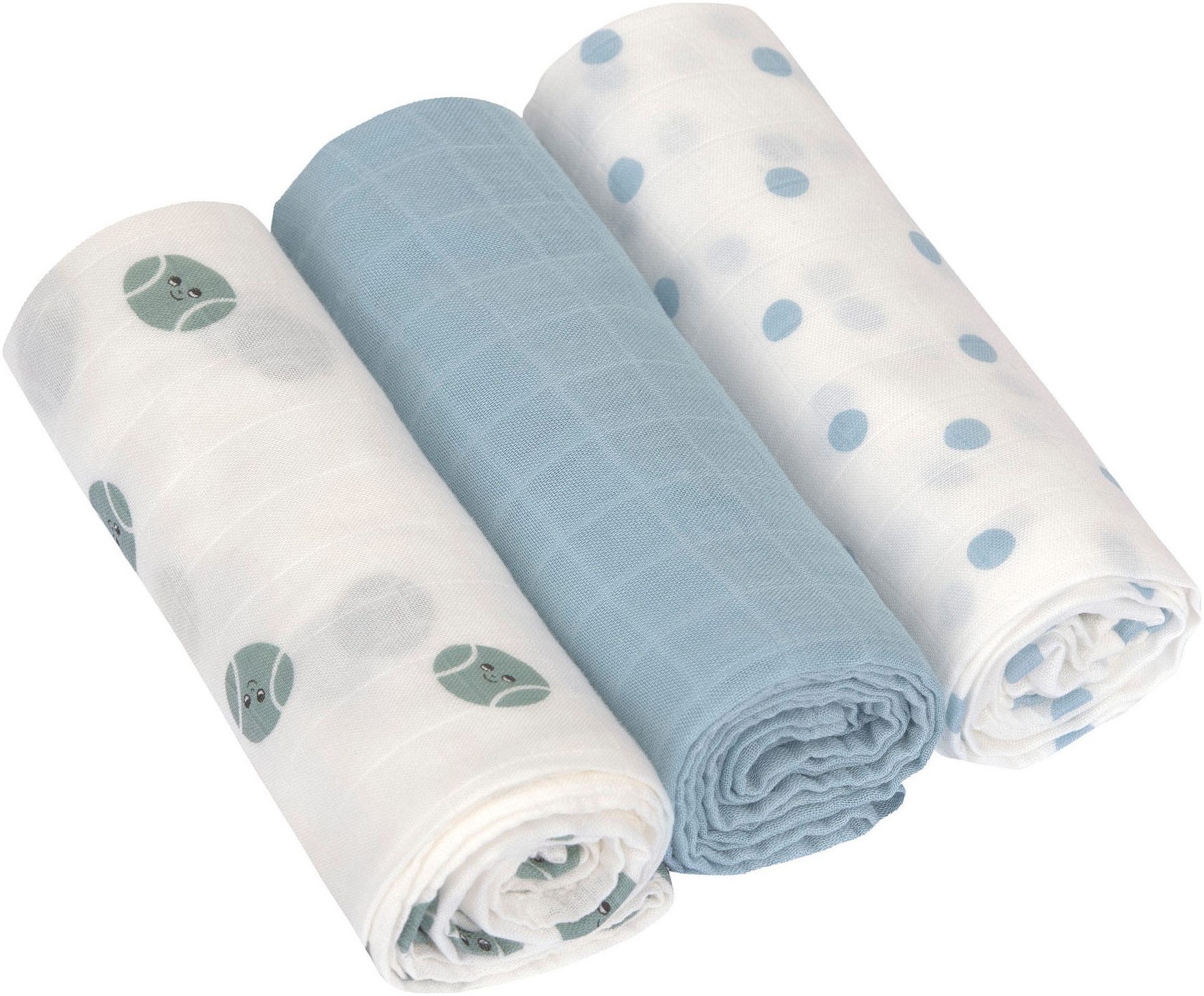 LÄSSIG Stoffwindeln Tiny Team, Mulltuch-Set, blue (Set, 3-St)